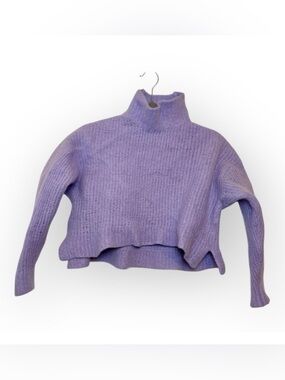 Spiritual Gangster Lavender Purple Cropped Merino Mock Neck Sweater Small